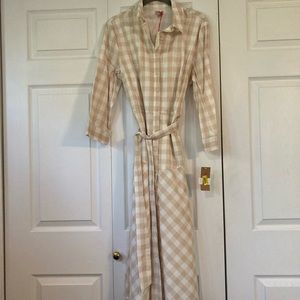 Brown and white checkered dress